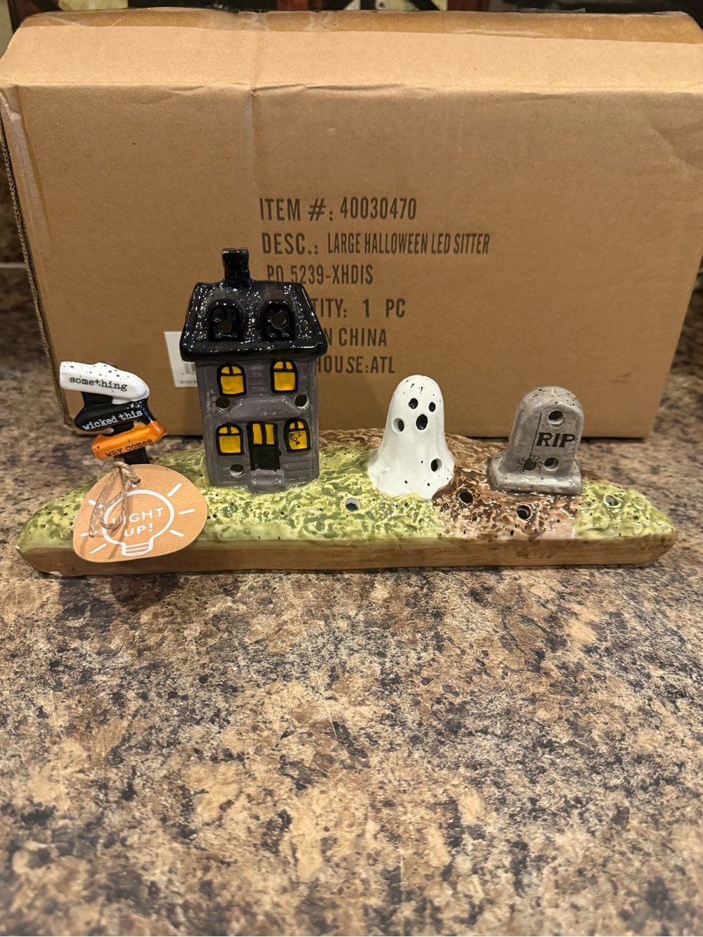 Mudpie Large Halloween Light-Up Sitter with Haunted House